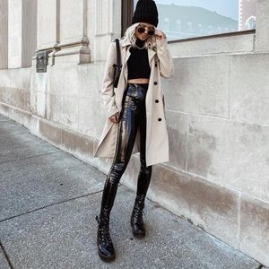 SPANX Black High-Shine Faux Leather Leggings